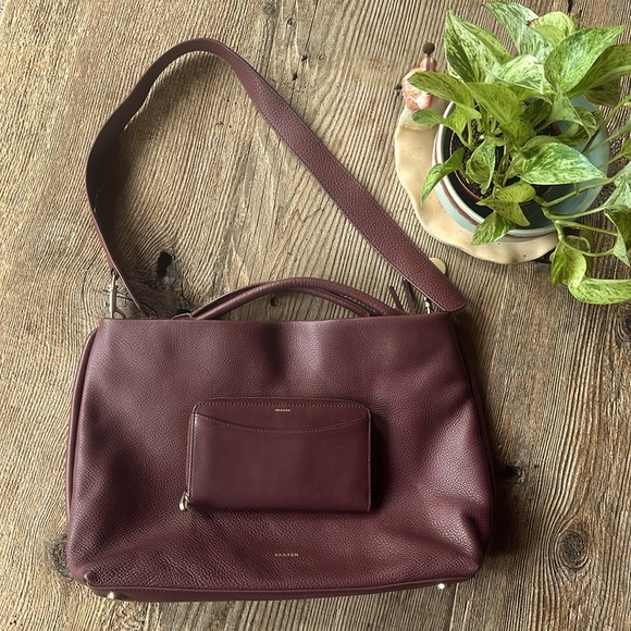 Skagen Mikkeline Burgundy Leather Handbag with Matching Wallet - Picture 1 of 13